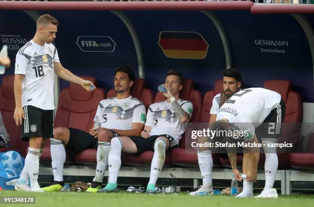 Joshua Kimmich of Germany Mats Hummels of Germany Marco Reus of Germany Sami Khedira of Germany during the 2018 FIFA World Cup Russia group F match...