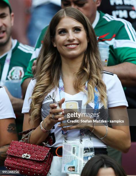Cathy Hummels wife of Mats Hummels during the 2018 FIFA World Cup Russia group F match between Germany and Mexico at Luzhniki Stadium on June 17,...