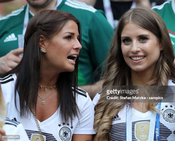 Lina Meyer girlfriend of Joshua Kimmich Cathy Hummels wife of Mats Hummels during the 2018 FIFA World Cup Russia group F match between Germany and...