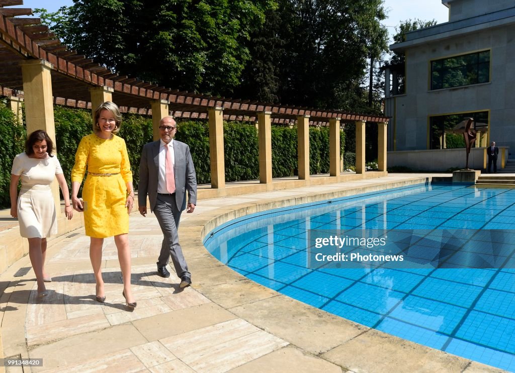 Queen Mathilde visit to the Villa Empain