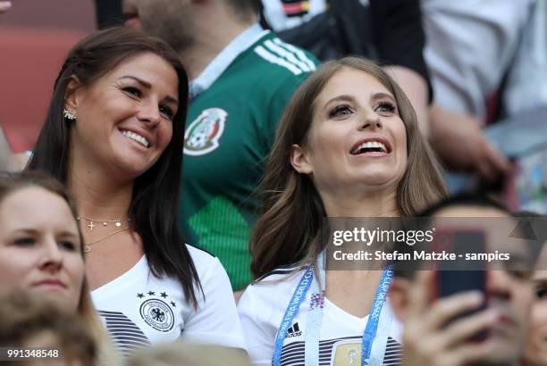 Lina Meyer girlfriend of Joshua Kimmich Cathy Hummels wife of Mats Hummels during the 2018 FIFA World Cup Russia group F match between Germany and...