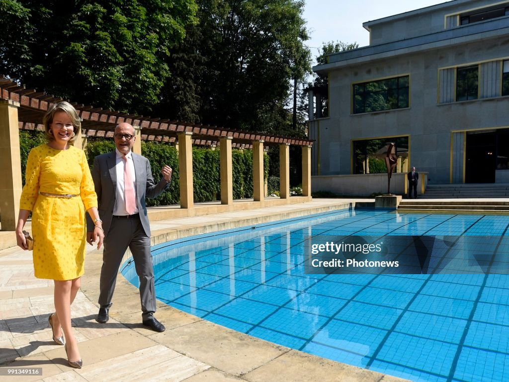 Queen Mathilde visit to the Villa Empain