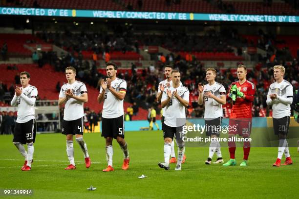 Germany's Sebastian Rudy , Matthias Ginter, Mats Hummels, Sandro Wagner, Joshua Kimmich, Marcel Halstenberg, goalkeeper MArc-André ter Stegen and...