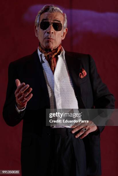 Actor Imanol Arias performs the play 'La vida a palos' at El Canal theatre on July 4, 2018 in Madrid, Spain.