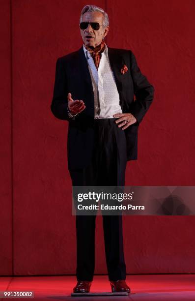 Actor Imanol Arias performs the play 'La vida a palos' at El Canal theatre on July 4, 2018 in Madrid, Spain.