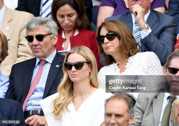 Carole and Michael Middleton sit in the royal box on day three of the Wimbledon Tennis Championships at the All England Lawn Tennis and Croquet Club...