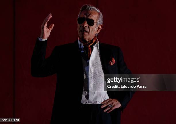 Actor Imanol Arias performs the play 'La vida a palos' at El Canal theatre on July 4, 2018 in Madrid, Spain.