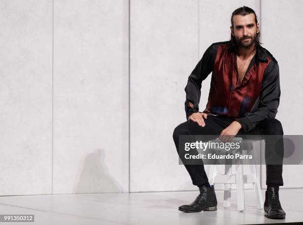 Actor Aitor Luna performs the play 'La vida a palos' at El Canal theatre on July 4, 2018 in Madrid, Spain.