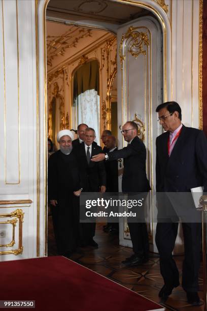 Iranian Foreign Minister Mohammad Javad Zarif meets with Austrian Foreign Minister Karin Kneissl in Vienna, Austria on February 4, 2018.