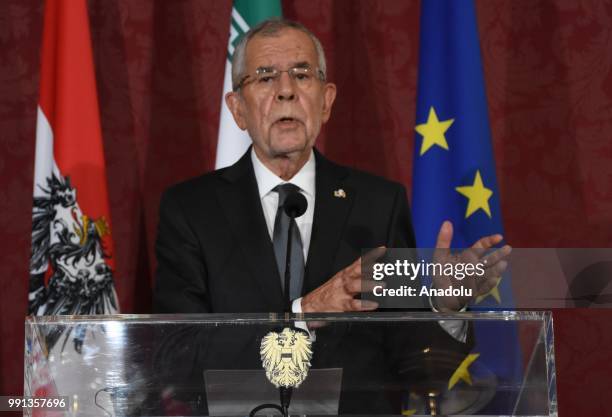 Austrian President Alexander Van der Bellen holds a press conference with Iranian President Hassan Rouhani in Vienna, Austria on February 4, 2018.