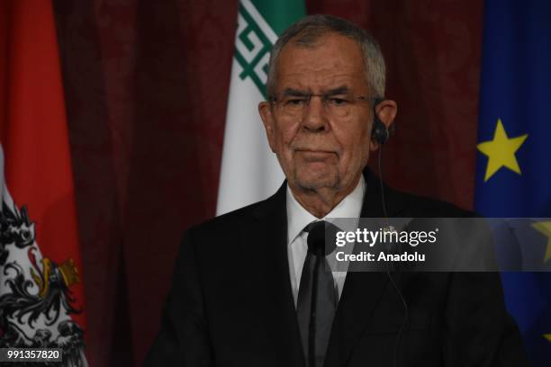 Austrian President Alexander Van der Bellen holds a press conference with Iranian President Hassan Rouhani in Vienna, Austria on February 4, 2018.