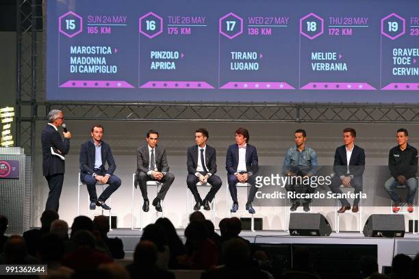 98Th Giro D'Italia 2015, Presentationillustration Illustratie/ Giro D'Italia/ Palazzo Del Ghiaccio/ Trophy/ Ivan Basso / Alberto Contador / Fabio Aru...