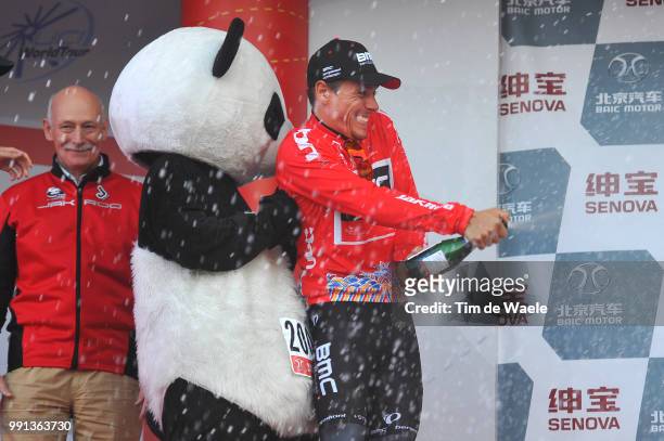 4Th Tour Of Beijing 2014, Stage 5 Podium, Gilbert Philippe Red Leader Jersey, Celebration Joie Vreugde, Champagne, Panda Bear Oers Beer, Tian An Men...