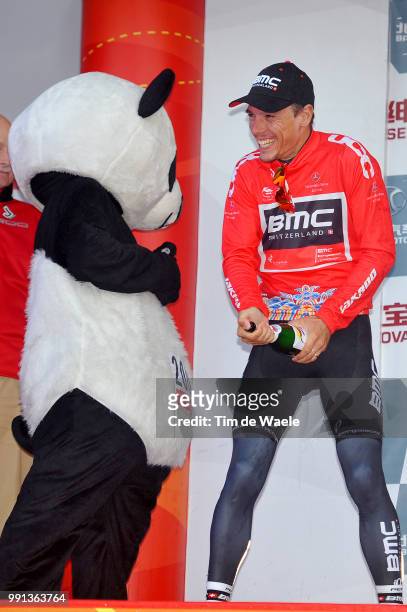 4Th Tour Of Beijing 2014, Stage 5 Podium, Gilbert Philippe Red Leader Jersey, Celebration Joie Vreugde, Champagne, Panda Bear Oers Beer, Tian An Men...