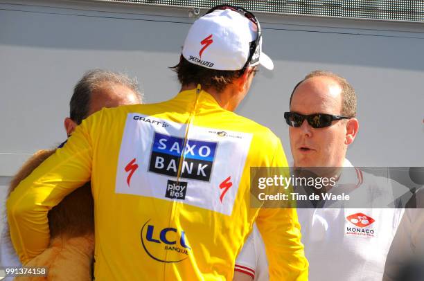 Tour De France 2009, Stage 2Podium, Cancellara Fabian Yellow Jersey, Prince Albert Ii , Maillot Jaune Gele Trui /Monaco - Brignoles , Rit Etape, Tdf,...