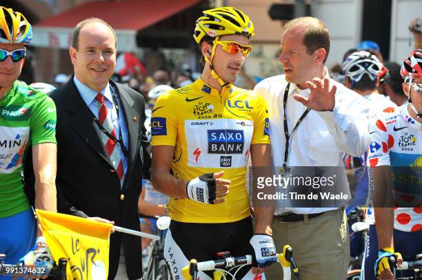 Tour De France 2009, Stage 2Start Depart, Prince Van Monaco Albert Ii , Cancellara Fabian Yellow Jersey, Prud'Homme Christian , Maillot Vert Groene...