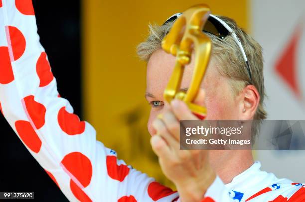 Tour De France 2009, Stage 2Podium, Veikkanen Jussi Mountains Jersey, Celebration Joie Vreugde, Bollekestrui, Maillot De Montagne /Monaco - Brignoles...
