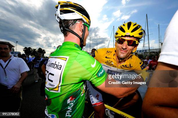 Tour De France 2009, Stage 3Arrival, Cavendish Mark Green Jersey, Cancellara Fabian Yellow Jersey, Celebration Joie Vreugde, Groene Trui Maillot...