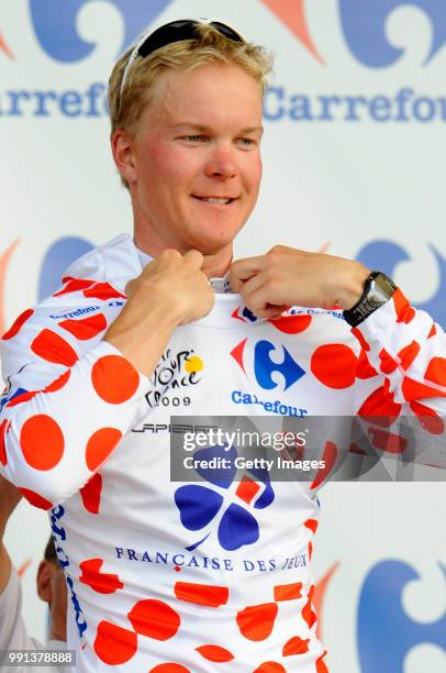 Tour De France 2009, Stage 3Podium, Veikkanen Jussi Mountains Jersey, Celebration Joie Vreugde, Bollekestrui Maillot De Montagne /Marseille - La...