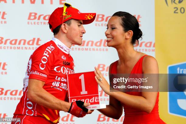 Tour De France 2009, Stage 3Podium, Dumoulin Samuel , Celebration Joie Vreugde, Prix De Combativite, Marseille - La Grande -Motte / Rit Etape, Tdf,...