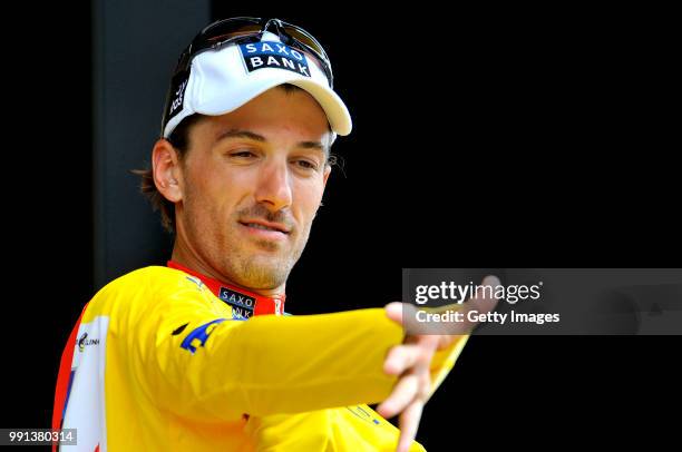 Tour De France 2009, Stage 5Podium, Cancellara Fabian Yellow Jersey, Celebration Joie Vreugde, Gele Trui, Maillot Jaune /Le Cap D'Agde - Perpignan ,...