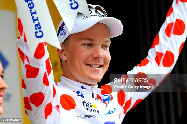 Tour De France 2009, Stage 5Podium, Veikkanen Jussi Mountains Jersey, Celebration Joie Vreugde, Bollekestrui Maillot De Montagne, Le Cap D'Agde -...