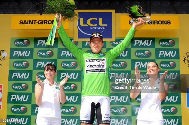 Tour De France 2009, Stage 8Podium, Hushovd Thor Green Jersey, Celebration Joie Vreugde, Andorre-La-Vielle - Saint-Girons , Rit Etape, Tdf, Tim De...