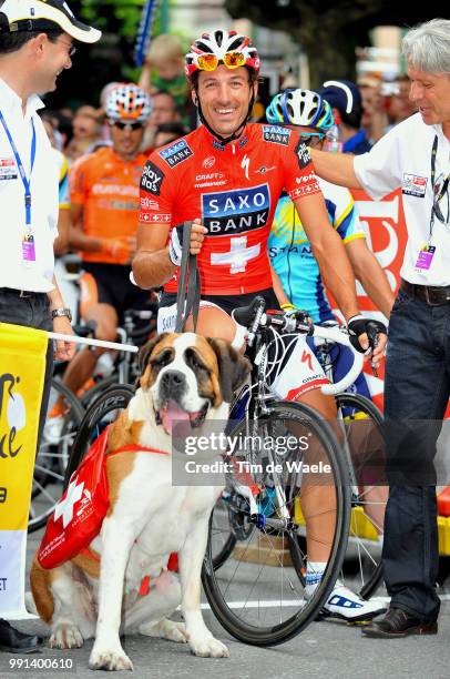 Tour De France 2009, Stage 16Cancellara Fabian / Chien Dog Hond Sint-Bernhard /Martigny - Bourg-Saint-Maurice , Rit Etape, Tdf, Ronde Van Frankrijk,...