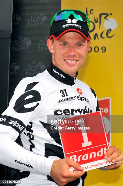 Tour De France 2009, Stage 17Podium, Hushovd Thor Prix Brandt De La Combativite Strijdlust Attack, Celebration Joie Vreugde /Bourg-Saint-Maurice - Le...