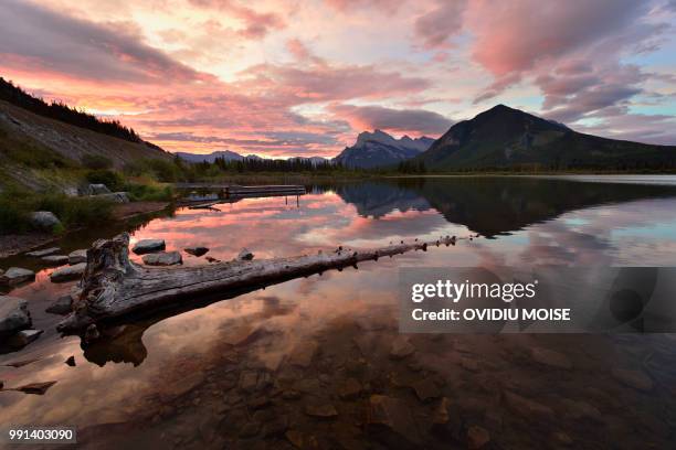 banff vermillion sunrise - vermillion stock pictures, royalty-free photos & images