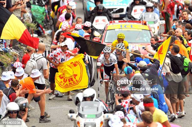 Tour De France 2009, Stage 17Schleck Andy White Jersey, Schleck Frank / Contador Alberto Yellow Jersey, Col De La Colombiere, Public Publiek...