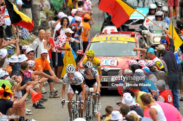 Tour De France 2009, Stage 17Schleck Andy White Jersey, Schleck Frank / Contador Alberto Yellow Jersey, Col De La Colombiere, Public Publiek...