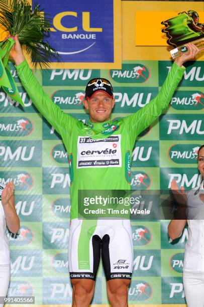 Tour De France 2009, Stage 18Podium, Hushovd Thor Green Jersey, Celebration Joie Vreugde, Groene Trui Maillot Vert /Annecy - Annecy , Time Trial,...