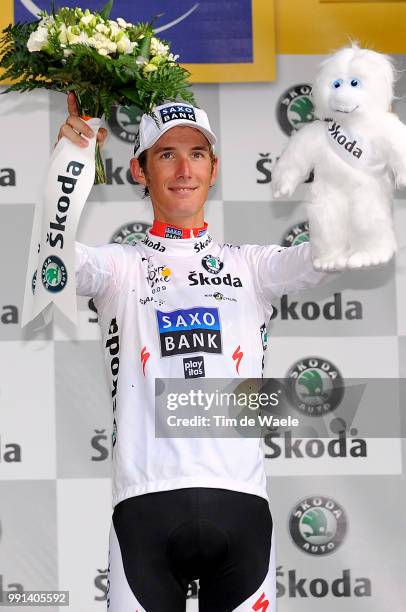 Tour De France 2009, Stage 18Podium, Schleck Andy White Jersey, Celebration Joie Vreugde, Witte Trui Maillot Blanc /Annecy - Annecy , Time Trial,...