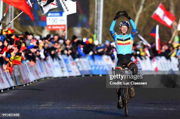 World Championships Tabor 2015, Under 23 /Arrival Michael Vanthourenhout Celebration Joie Vreugde, Championnat Du Monde, Wereldkampioenschap, Tim De...