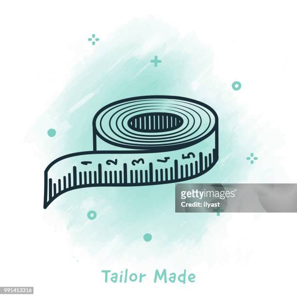 tailor made doodle watercolor background - meter unit of length stock illustrations
