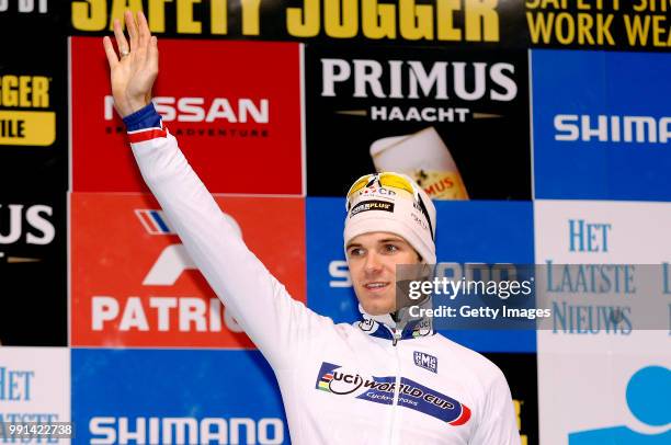 World Cup Heusden-Zolder /Podium, Niels Albert Celebration Joie Vreugde, World Cup Leader Leider, White Uci Jersey /Coupe Du Monde, Wereldbeker, Wc...