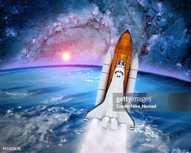 space ship shuttle rocket launch spaceship earth outer power orbit. elements of this image furnished - earth space ストックフォトと画像