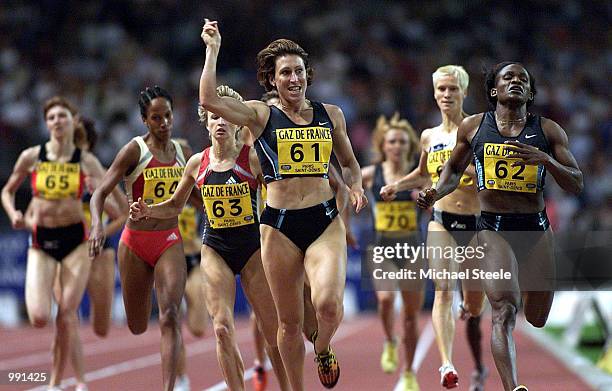 Stephanie Graf of Austria wins the womens 800m from Maria De Mutola of Mozambique during the Golden League Meeting at the Stade de France, Paris,...