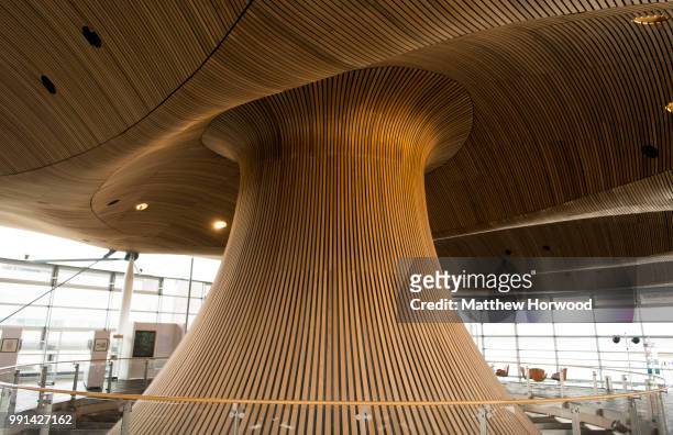 General view of the inside of the Senedd, home of the Welsh National Assembly, in Cardiff Bay on March 11, 2018 in Cardiff, United Kingdom.