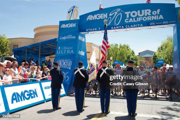 Tour Of California 2014/ Stage 7Ilustration Ilustratie/ Start Departure/ Peloton Peleton/ Soldier Soldat/ Public Spectators/Santa Clarita-Pasadena...