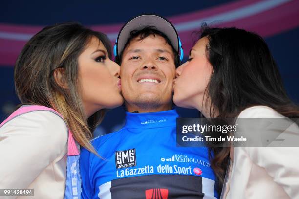 97Th Tour Of Italy 2014, Stage 8 Podium, Arredondo Julian David Blue Mountain Jersey, Celebration Joie Vreugde, Foligno - Montecopiolo / Giro Tour...