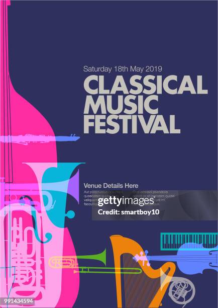 illustrations, cliparts, dessins animés et icônes de affiches de musique classique - musique cuivres