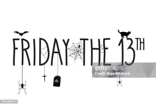 friday the 13th poster with hand lettering text. vector illustration. - informationsgrafik stock illustrations