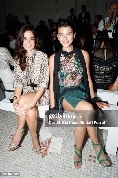 Anouchka Delon and Georgia Fowler attend the Elie Saab Haute Couture Fall Winter 2018/2019 show as part of Paris Fashion Week on July 4, 2018 in...