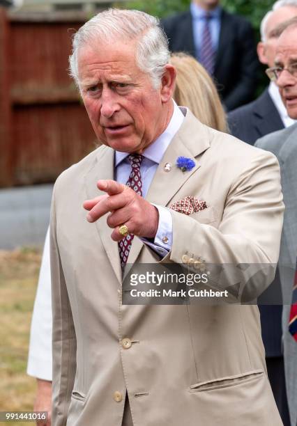 Prince Charles, Prince of Wales during a visit to Llandovery Train Station on July 4, 2018 in Llandovery, Wales.