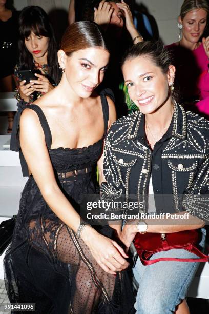 Bianca Brandolini d'Adda and Helena Bordon attend the Elie Saab Haute Couture Fall Winter 2018/2019 show as part of Paris Fashion Week on July 4,...