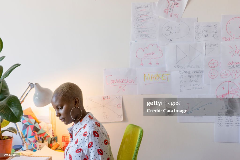 Creative businesswoman working at desk in office