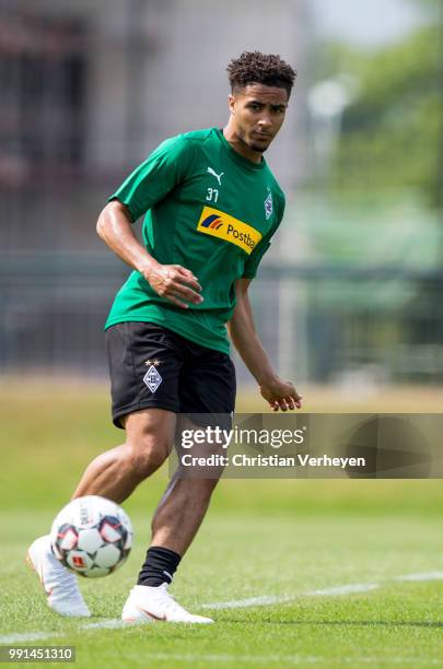 Keanan Bennetts during a training session of Borussia Moenchengladbach at Borussia-Park on July 04, 2018 in Moenchengladbach, Germany.