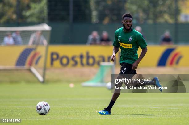 Mandela Egbo during a training session of Borussia Moenchengladbach at Borussia-Park on July 04, 2018 in Moenchengladbach, Germany.